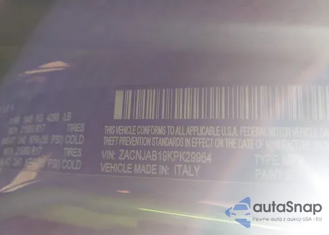 2019 Jeep Renegade Altitude Fwd из США, поврежденный, VIN ZACNJAB19KPK29964